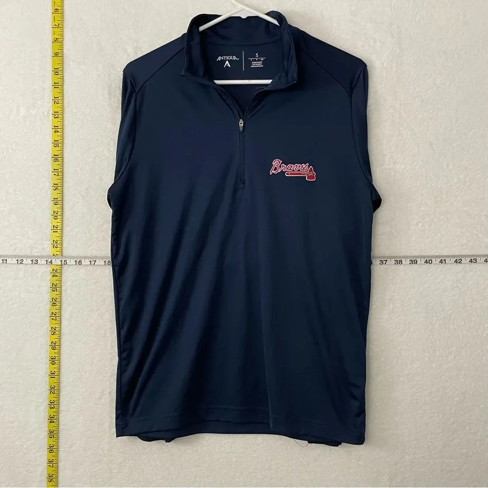 Men’s Braves Navy Quarter-Zip Pullover with Logo Long Sleeve Tee